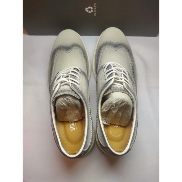 Stacy Adams Mens Grey Suede Wingtip Oxford Dress Shoes Memory Foam Insole - Picture 5 of 9